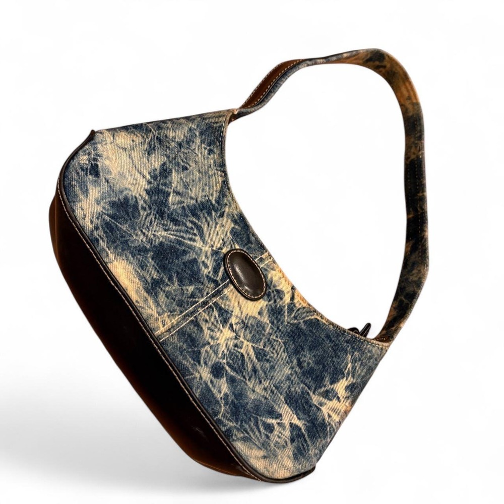 Chateau Acid Wash Denim Shoulder Bag Blue Black Zip Purse Vintage Style Y2K